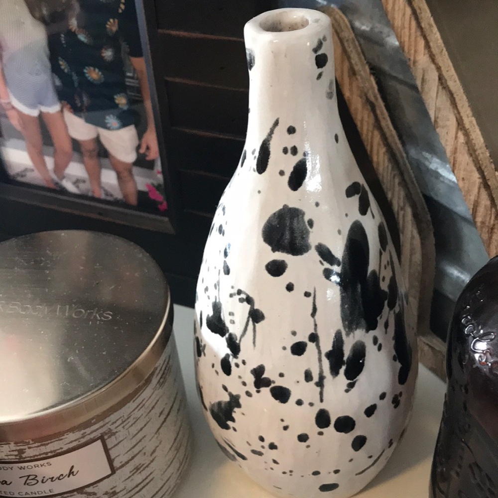 Homemade white and black spots mini vase